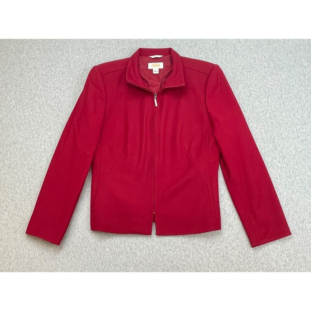 Talbots Jacket Womens 6 Red Wool Blend Stretch Long Sleeve Full Zip Made Italy